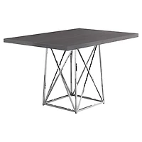 Contemporary Minimalist 4-Seat Rectangular Dining Table - Grey/Chrome