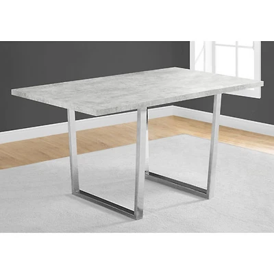 Table de salle à manger rectangulaire contemporaine à 4 places avec pattes en U - Ciment/Chrome