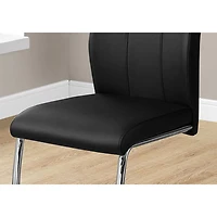 Monarch Contemporary Chrome Dining Chair - Set of 2 - Black
