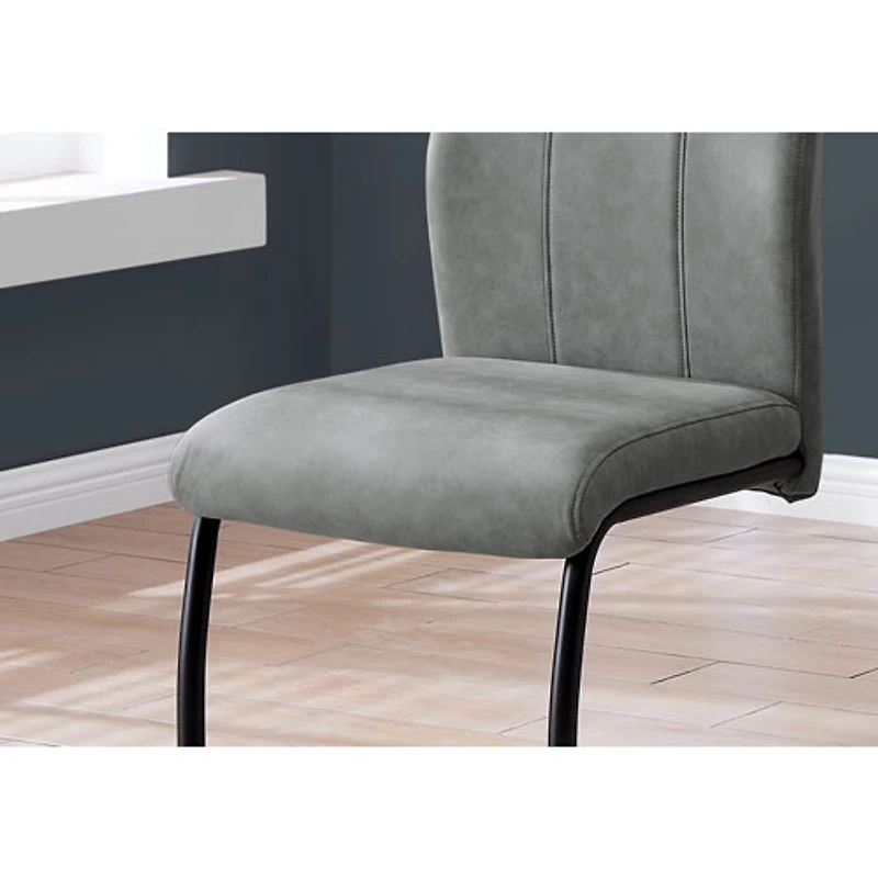 Monarch Contemporary Black Metal Dining Chair - Set of 2 - Grey