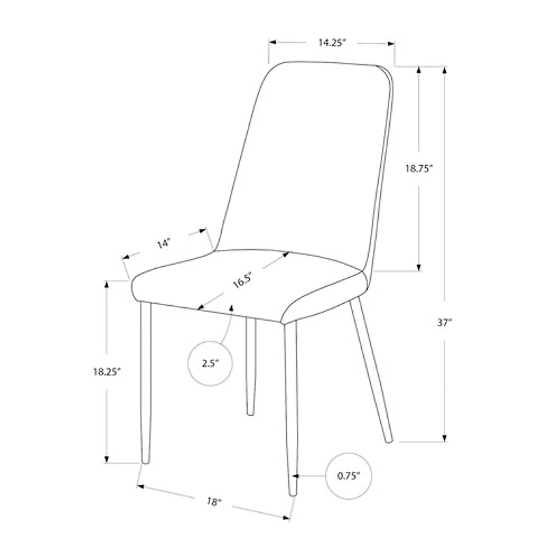 Retro Contemporary Faux Leather Dining Chair - Set of 2 - Black