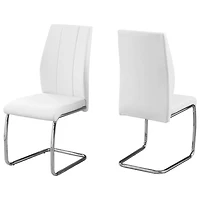 Chaise de salle à manger contemporaine en similicuir avec pattes en U - Ensemble de 2 - Blanc/Argent
