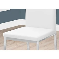 Contemporary Faux Leather Dining Chair - Set of 2 - White/Silver