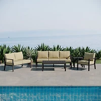 Portofino Powder Coated Aluminum Patio Loveseat - Grey/Beige