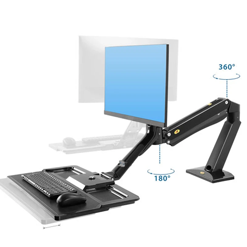 North Bayou FC40 24" - 35" Ergonomic Sit/Stand Desktop Workstation with Keyboard Tray - Black