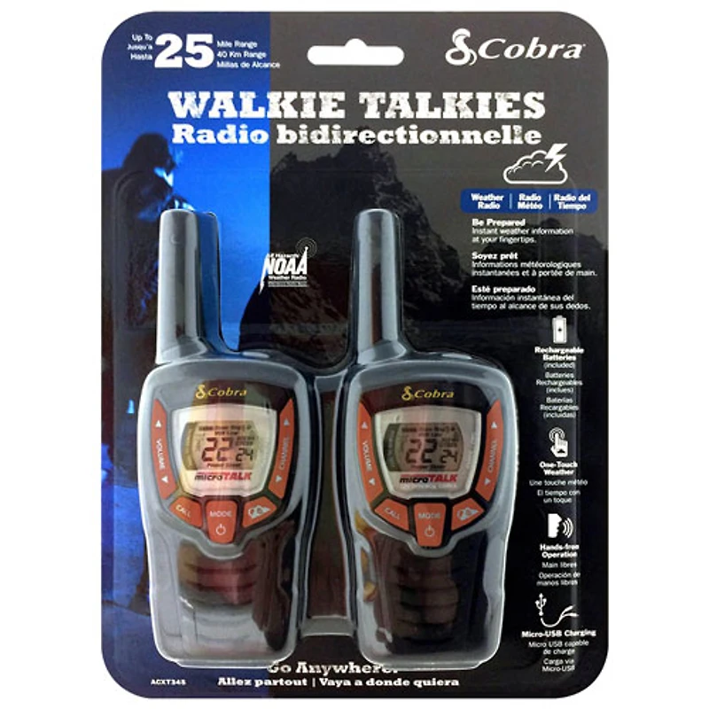 Radios bidirectionnelles microTALK de Cobra (ACXT345-DI)