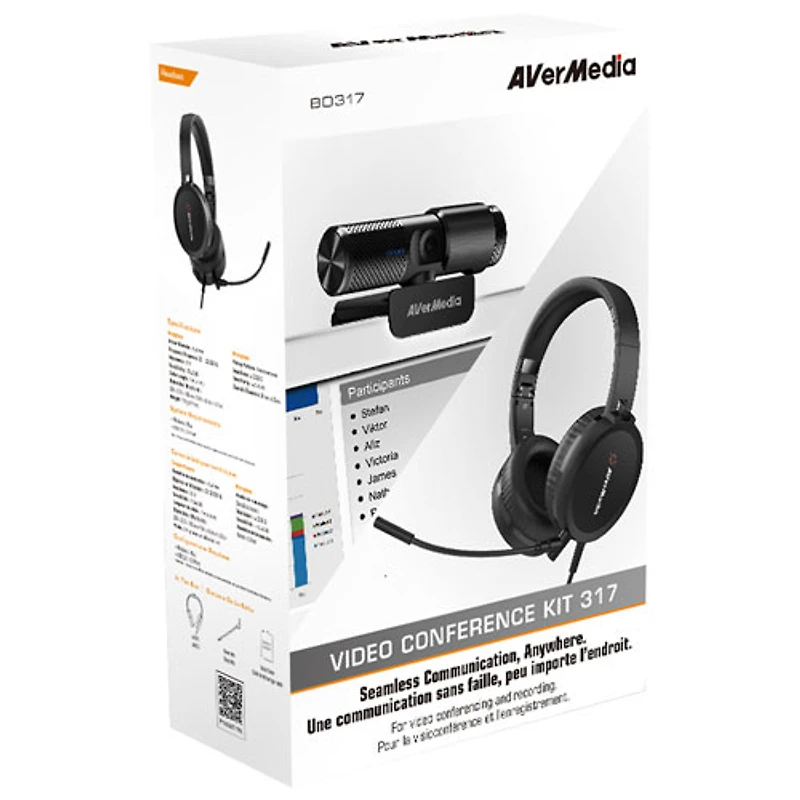 Caméra Web HD 1080p Live Streamer CAM 313 et ensemble de conférence à oreillette d'AVerMedia (PW317)