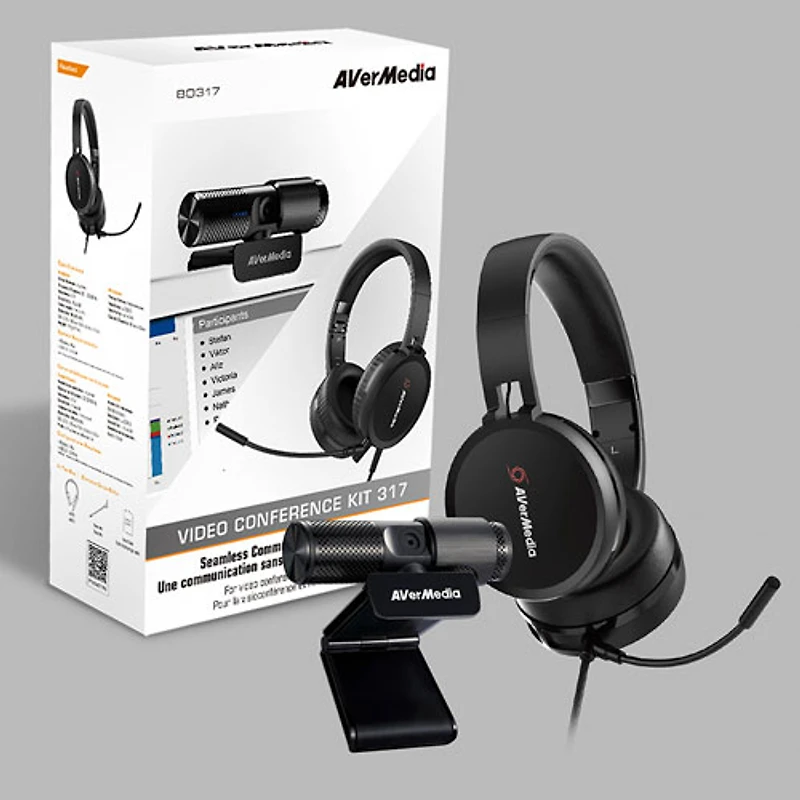 Caméra Web HD 1080p Live Streamer CAM 313 et ensemble de conférence à oreillette d'AVerMedia (PW317)