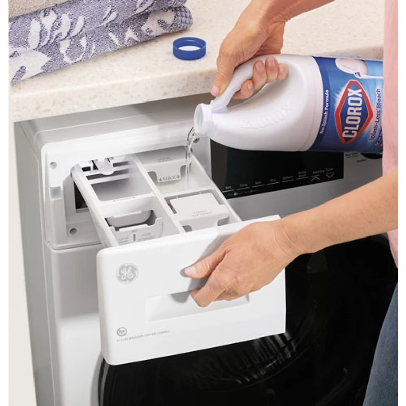 Duo laveuse-sécheuse électrique de 2,8 pi³ de GE (GFQ14ESSNWW) - Blanc