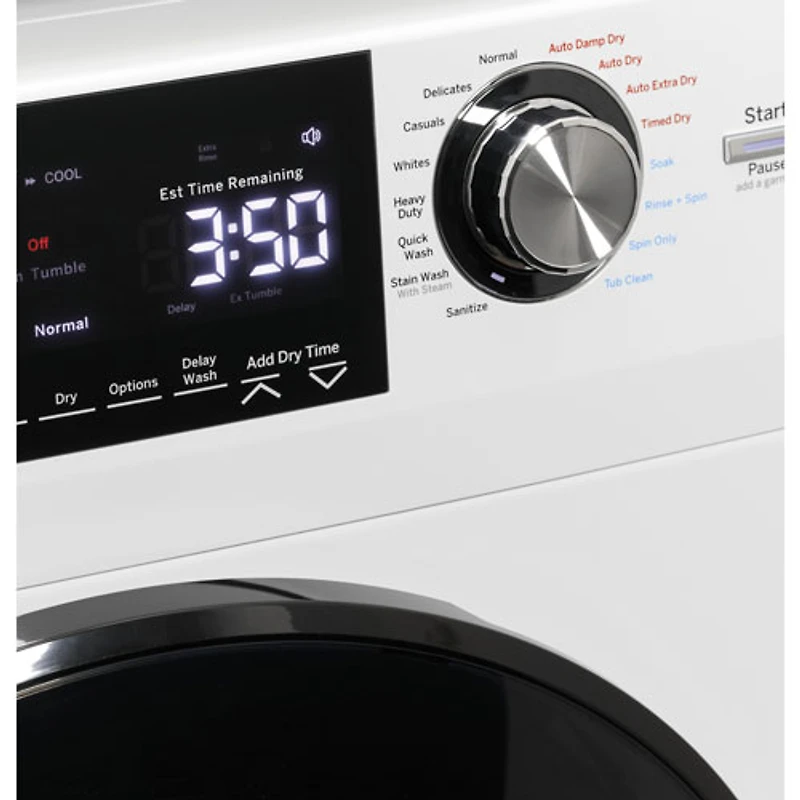 Duo laveuse-sécheuse électrique de 2,8 pi³ de GE (GFQ14ESSNWW) - Blanc