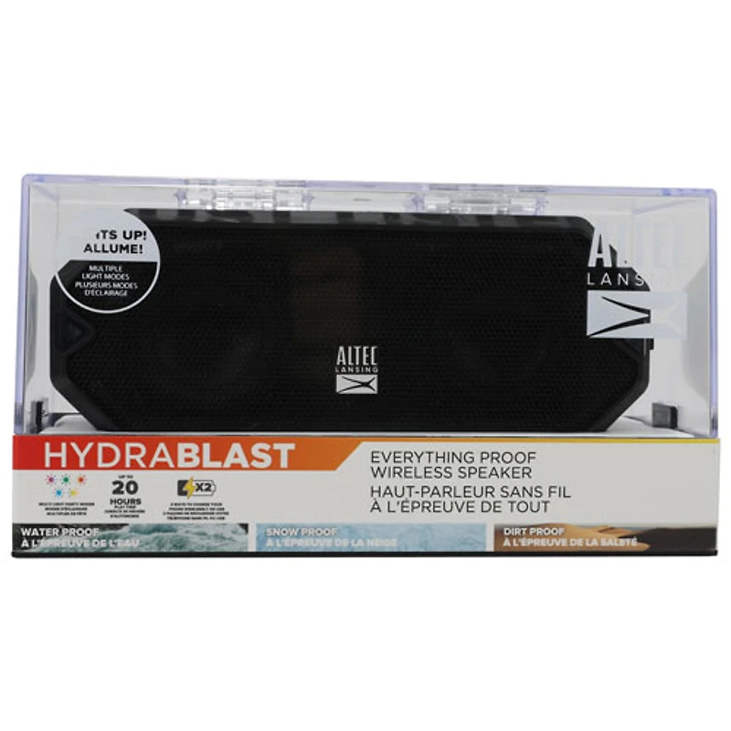 Haut-parleur sans fil Bluetooth étanche HydraBlast d'Altec Lansing - Noir/Bleu royal