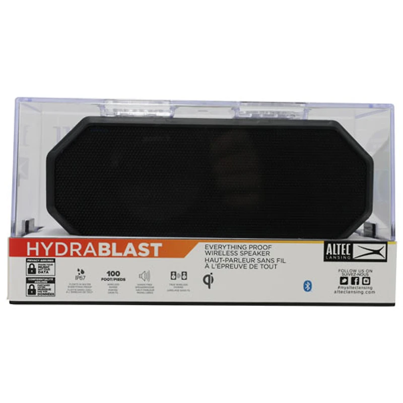 Haut-parleur sans fil Bluetooth étanche HydraBlast d'Altec Lansing - Noir/Bleu royal