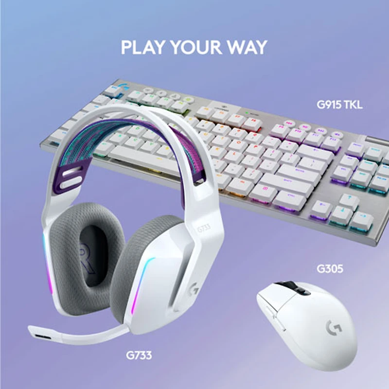 Logitech G733 LIGHTSPEED RGB Wireless Gaming Headset - White