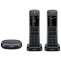 Téléphone sans cordon à 2 combinés DECT 6.0 avec répondeur de Motorola et Alexa (AXH02) - Noir
