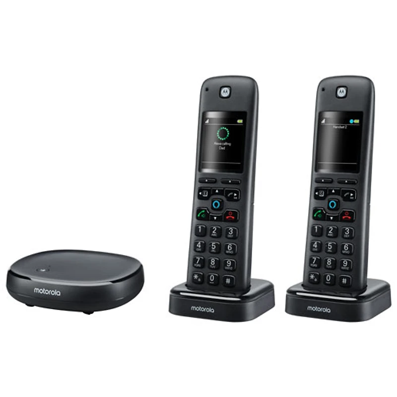 Téléphone sans cordon à 2 combinés DECT 6.0 avec répondeur de Motorola et Alexa (AXH02) - Noir