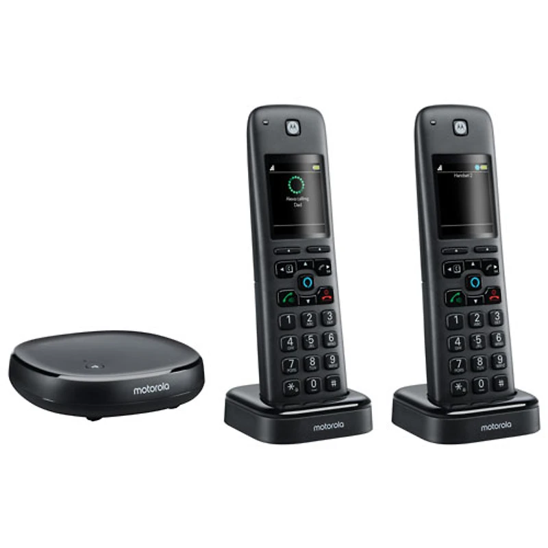 Téléphone sans cordon à 2 combinés DECT 6.0 avec répondeur de Motorola et Alexa (AXH02) - Noir