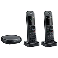 Téléphone sans cordon à 2 combinés DECT 6.0 avec répondeur de Motorola et Alexa (AXH02) - Noir