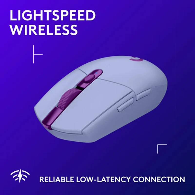 Souris de jeu optique HERO sans fil de 12 000 ppp G305 LIGHTSPEED de Logitech - Lilas