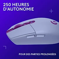 Souris de jeu optique HERO sans fil de 12 000 ppp G305 LIGHTSPEED de Logitech - Lilas
