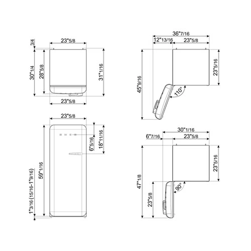 Réfrigérateur à une porte 9,2 pi³ 24 po de style années 50 de Smeg (FAB28ULBL3) - Noir