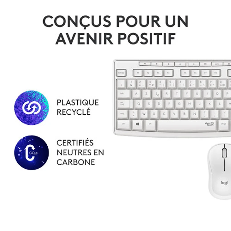 Ensemble clavier et souris optique sans fil silencieux MK295 de Logitech