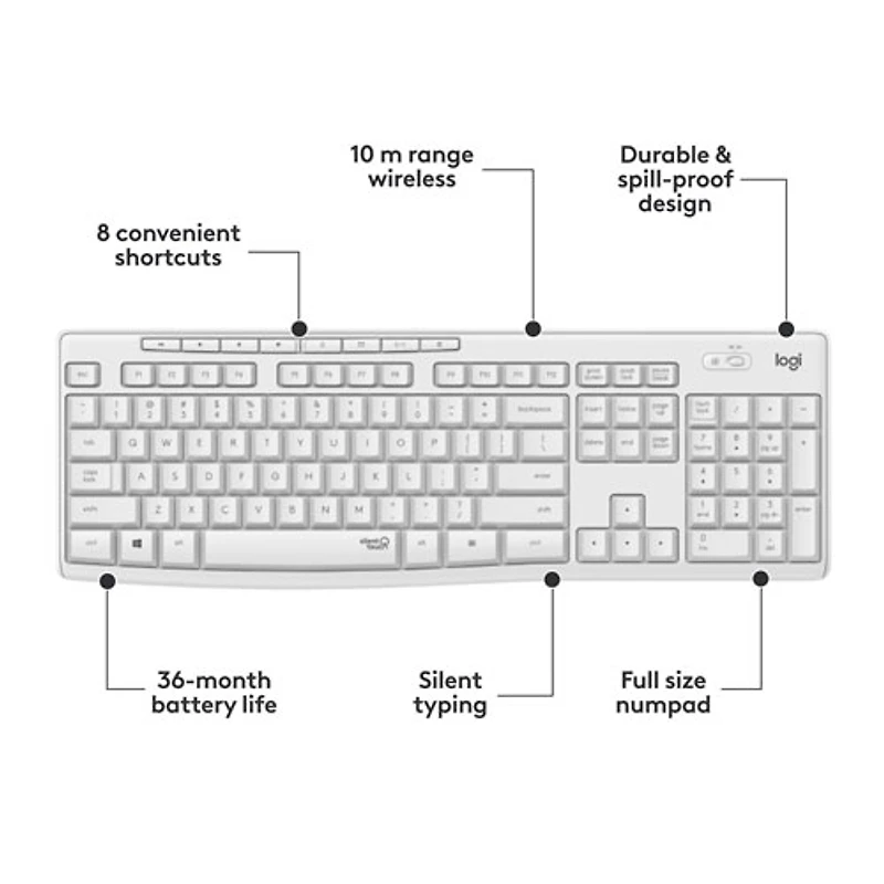 Ensemble clavier et souris optique sans fil silencieux MK295 de Logitech