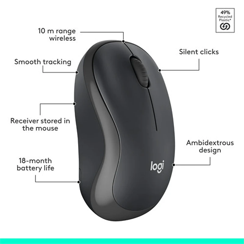 Ensemble clavier et souris optique sans fil silencieux MK295 de Logitech - Graphite