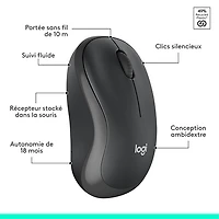 Ensemble clavier et souris optique sans fil silencieux MK295 de Logitech - Graphite