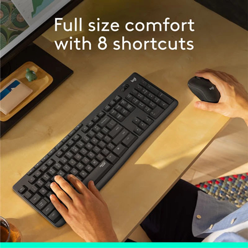 Ensemble clavier et souris optique sans fil silencieux MK295 de Logitech - Graphite