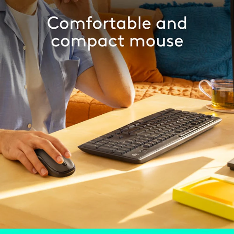 Ensemble clavier et souris optique sans fil silencieux MK295 de Logitech - Graphite