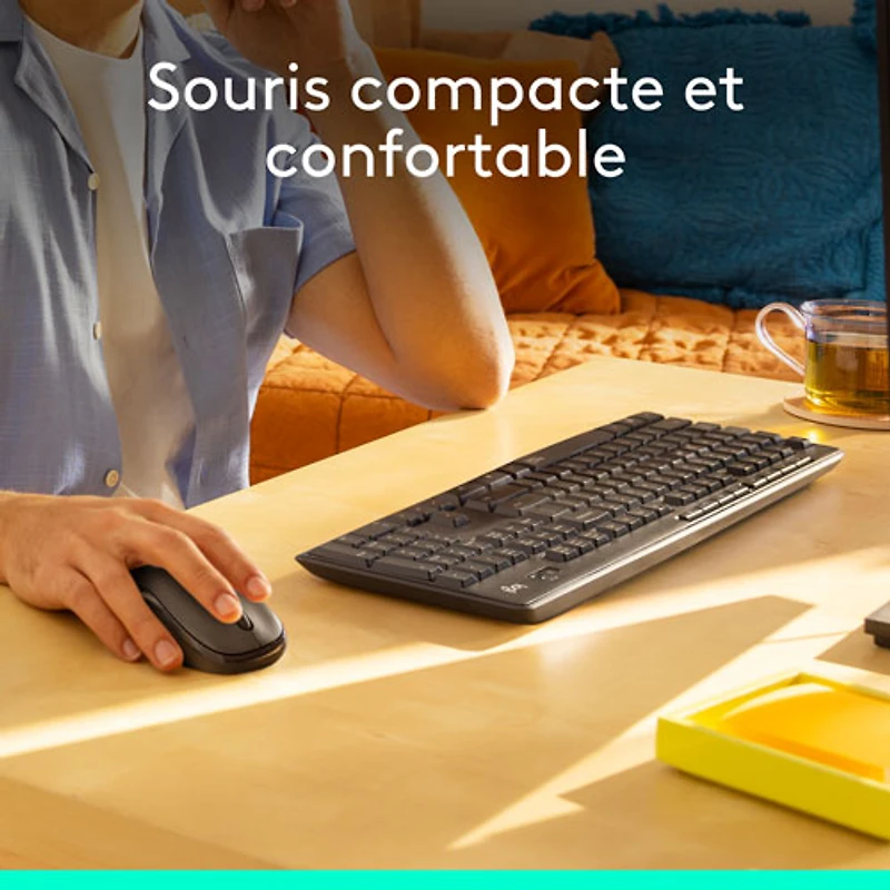 Ensemble clavier et souris optique sans fil silencieux MK295 de Logitech - Graphite