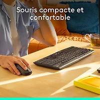 Ensemble clavier et souris optique sans fil silencieux MK295 de Logitech - Graphite