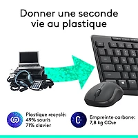Ensemble clavier et souris optique sans fil silencieux MK295 de Logitech - Graphite