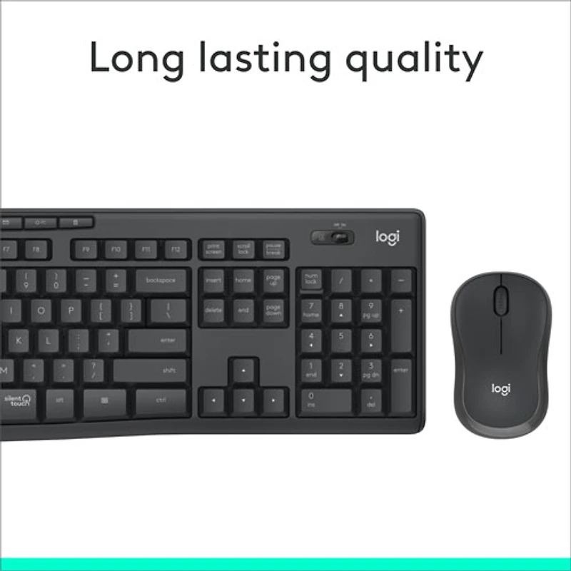 Ensemble clavier et souris optique sans fil silencieux MK295 de Logitech - Graphite