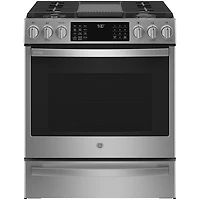 GE Profile 30" 5.6 Cu.Ft. True Convection 5-Burner Slide-In Gas Air Fry Range (PCGS930YPFS) - Stainless