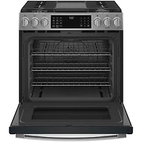 GE Profile 30" 5.6 Cu.Ft. True Convection 5-Burner Slide-In Gas Air Fry Range (PCGS930YPFS) - Stainless