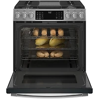 GE Profile 30" 5.6 Cu.Ft. True Convection 5-Burner Slide-In Gas Air Fry Range (PCGS930YPFS) - Stainless