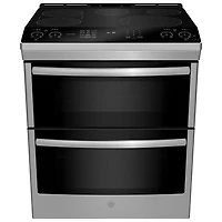 Cuisinière électrique encas. 5 éléments/four double 6,7 pi³ 30 po Profile de GE (PCS980YMFS) - Inox