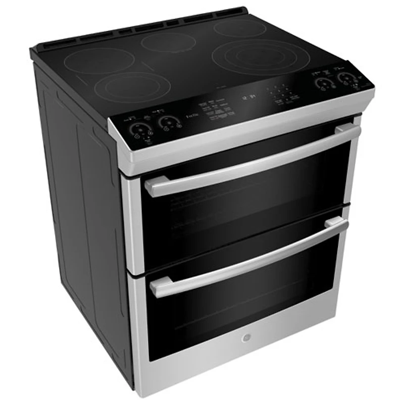 Cuisinière électrique encas. 5 éléments/four double 6,7 pi³ 30 po Profile de GE (PCS980YMFS) - Inox