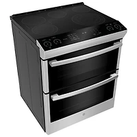 Cuisinière électrique encas. 5 éléments/four double 6,7 pi³ 30 po Profile de GE (PCS980YMFS) - Inox