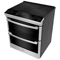 Cuisinière électrique encas. 5 éléments/four double 6,7 pi³ 30 po Profile de GE (PCS980YMFS) - Inox