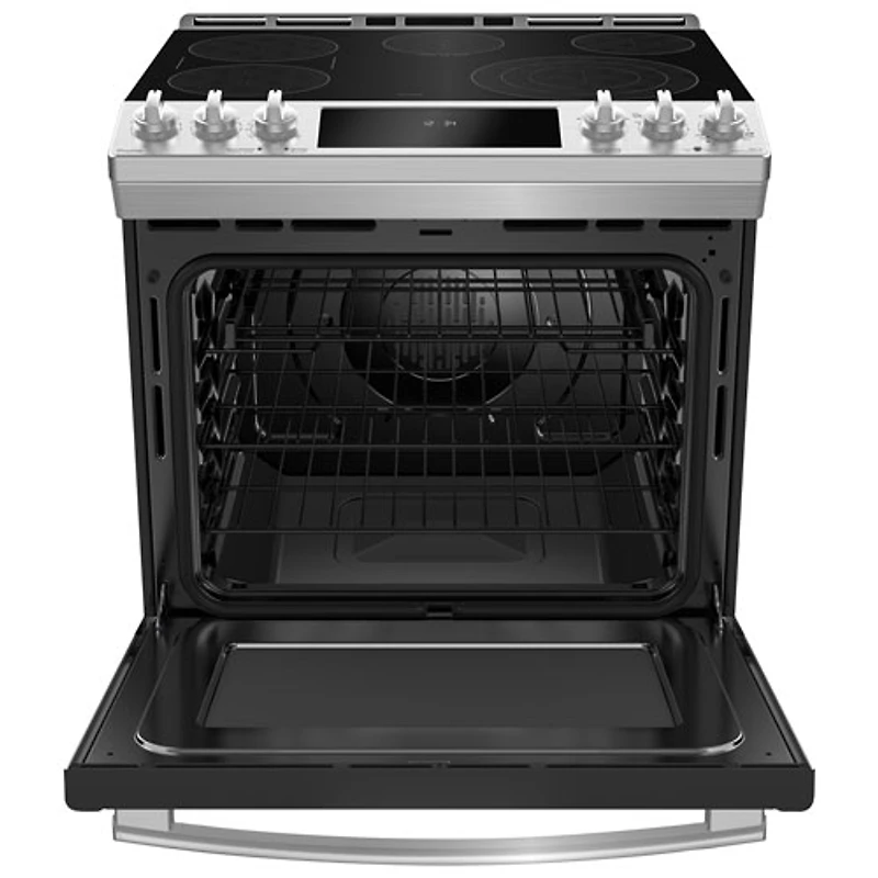 GE Profile 30" 5.3 Cu. Ft. True Convection 5-Element Slide-In Electric Range (PCS940YMFS) - Stainless