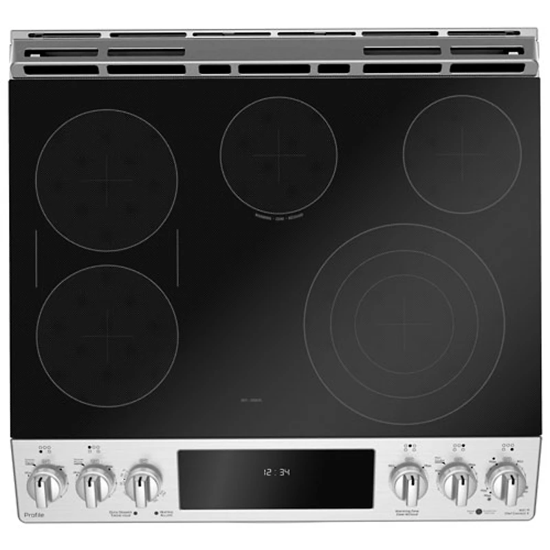 GE Profile 30" 5.3 Cu. Ft. True Convection 5-Element Slide-In Electric Range (PCS940YMFS) - Stainless