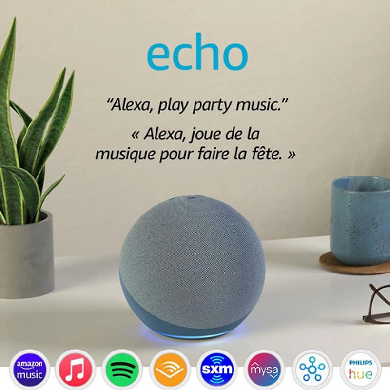 Concentrateur de maison intelligente Amazon Echo (4e génération) avec Alexa - Bleu crépuscule