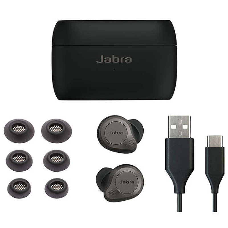 Écouteurs boutons 100 % sans fil à suppression active poussée du bruit Elite 85t de Jabra - Noir titane