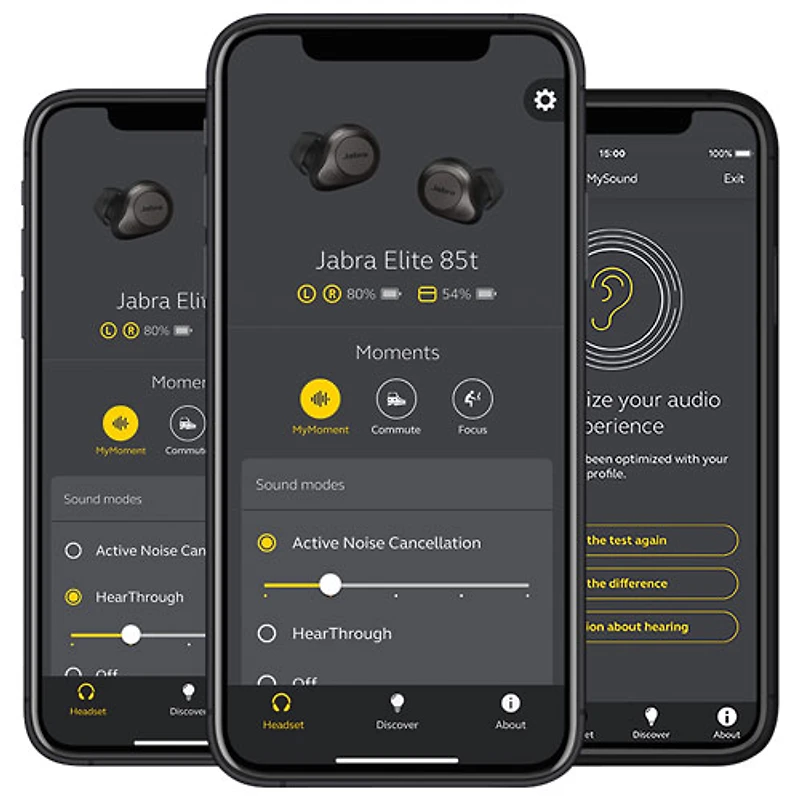 Écouteurs boutons 100 % sans fil à suppression active poussée du bruit Elite 85t de Jabra - Noir titane
