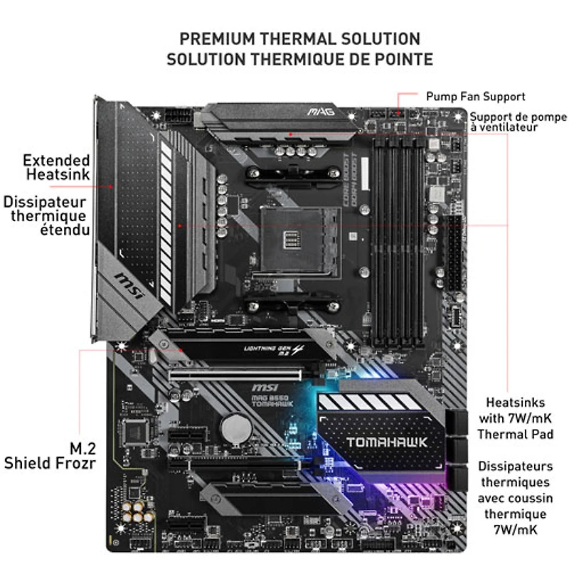 Carte mère MAG B550 Tomahawk ATX AM4 DDR4 de MSI pour processeurs Ryzen 3000/4000/5000 d'AMD