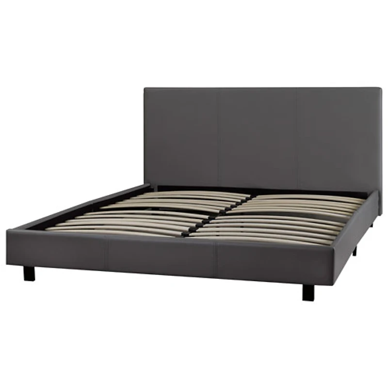Brassex Modern Upholstered Platform Bed - Double - Grey