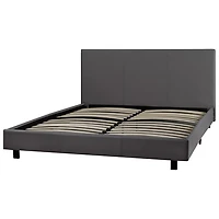 Brassex Modern Upholstered Platform Bed - Queen - Grey