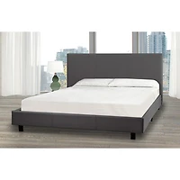 Brassex Modern Upholstered Platform Bed with Bonnell Coil Mattress - Queen - Grey